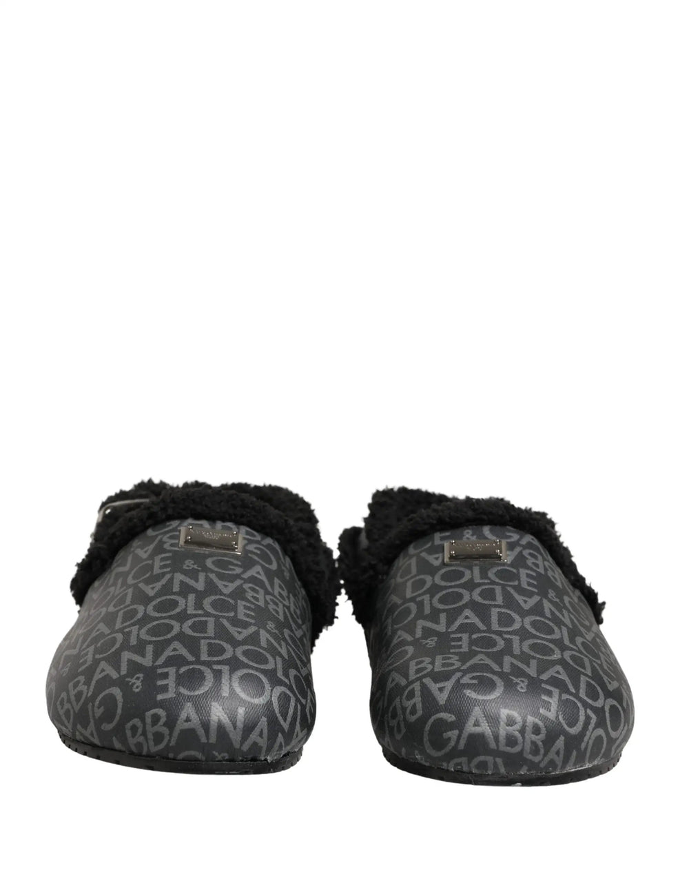 Dolce & Gabbana Sample Sale | Dolce & Gabbana Gray Faux Fur Jacquard Mules Sandals Shoes - | Designer outlet