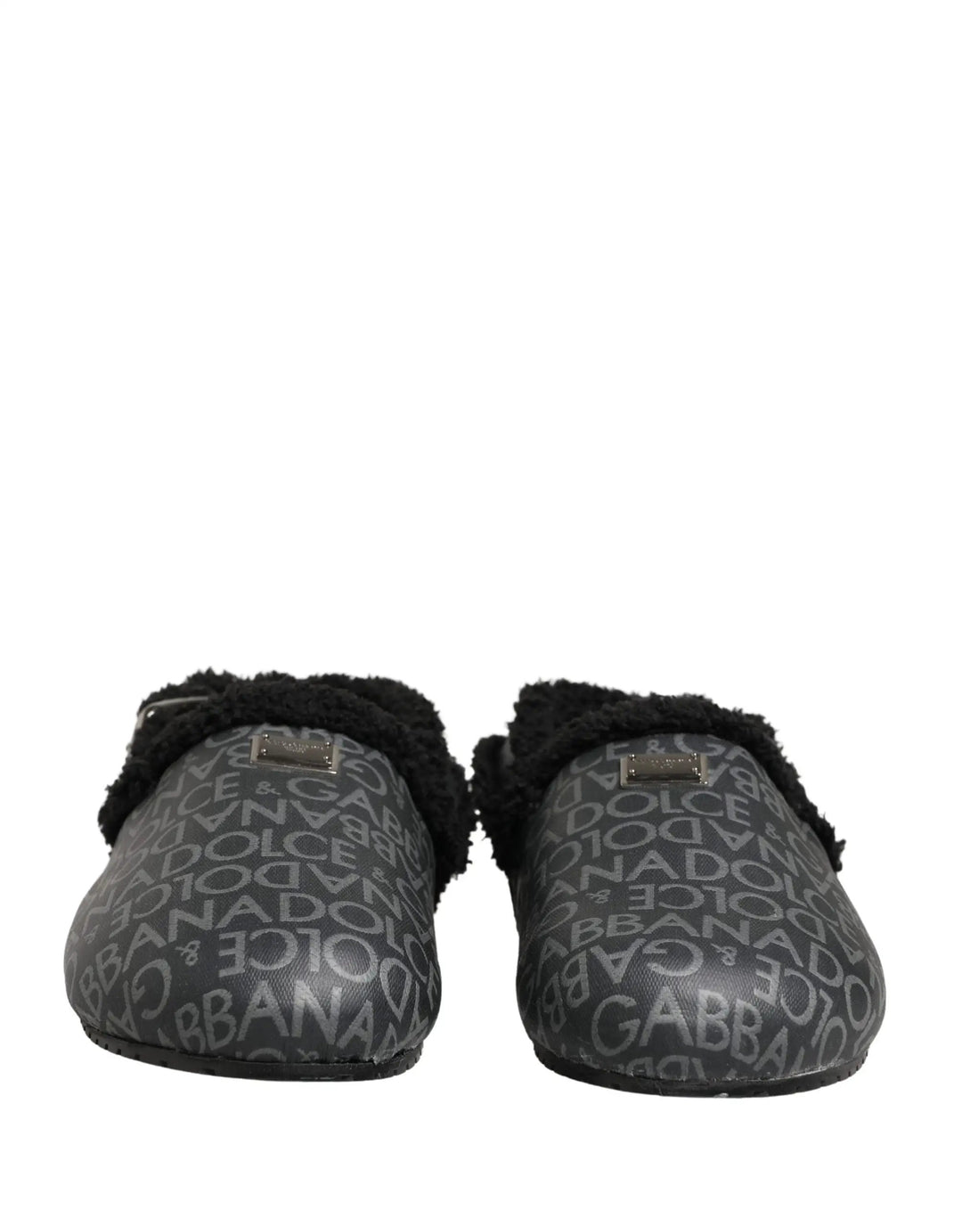Dolce &amp; Gabbana Sample Sale | Dolce &amp; Gabbana Gray Faux Fur Jacquard Mules Sandals Shoes - | Designer outlet