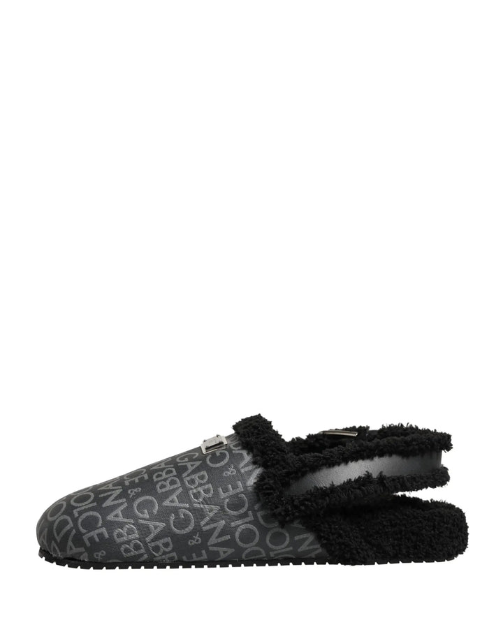 Dolce &amp; Gabbana Sample Sale | Dolce &amp; Gabbana Gray Faux Fur Jacquard Mules Sandals Shoes - | Designer outlet
