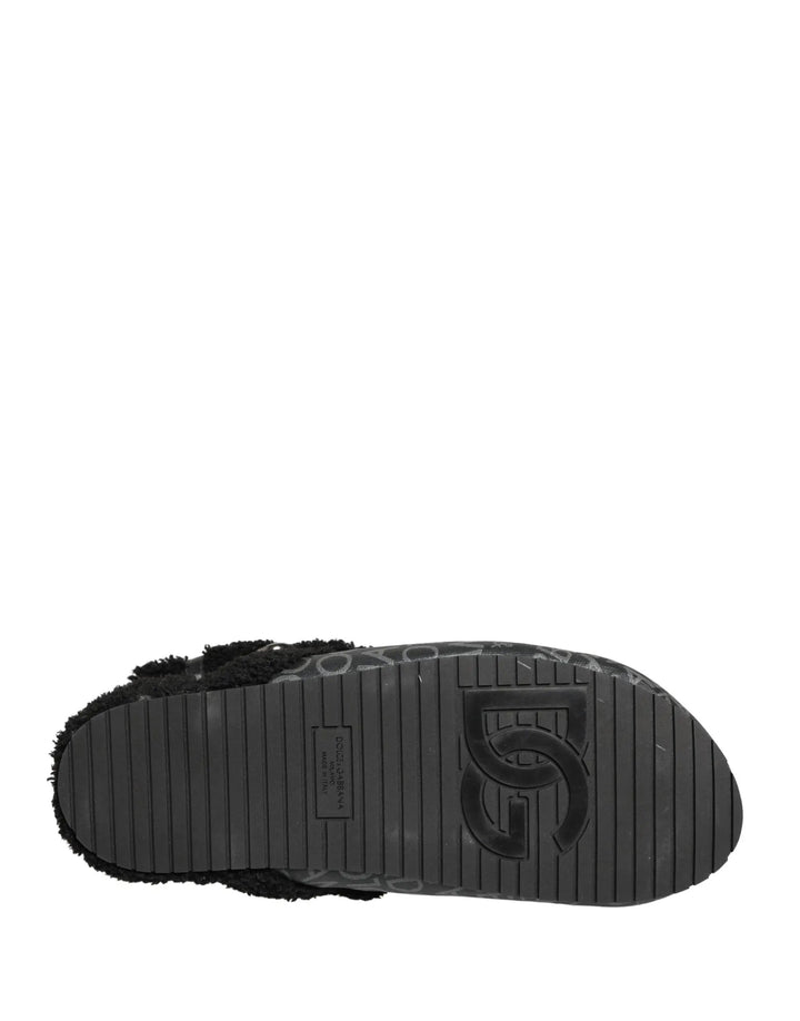 Dolce &amp; Gabbana Sample Sale | Dolce &amp; Gabbana Gray Faux Fur Jacquard Mules Sandals Shoes - | Designer outlet