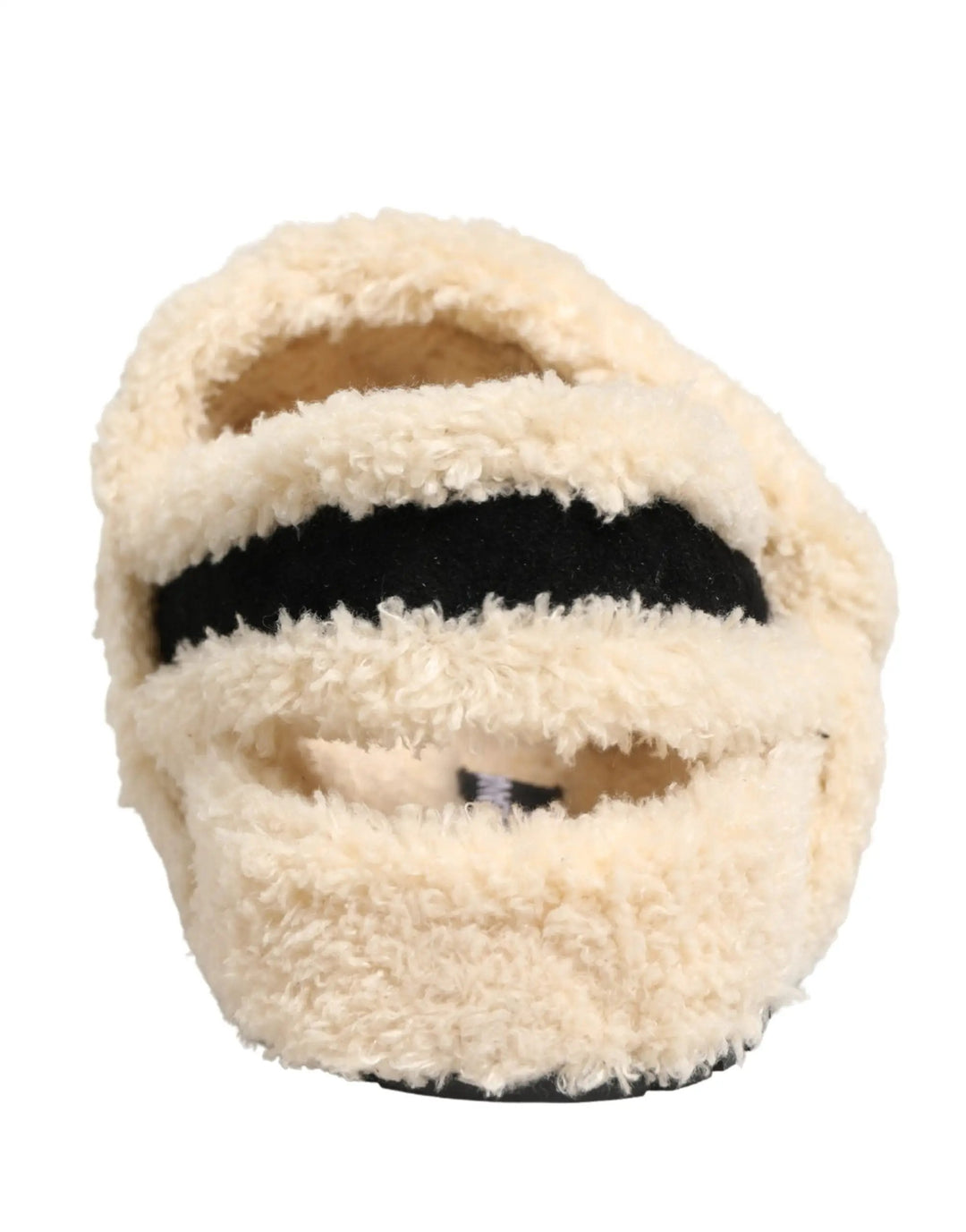 Dolce &amp; Gabbana Sample Sale | Dolce &amp; Gabbana Beige Black Faux Fur Flats Men Sandals Shoes - | Designer outlet