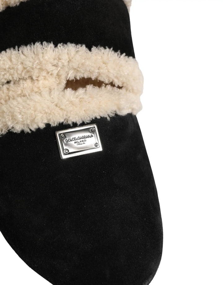 Dolce &amp; Gabbana Sample Sale | Dolce &amp; Gabbana Beige Black Faux Fur Flats Men Sandals Shoes - | Designer outlet