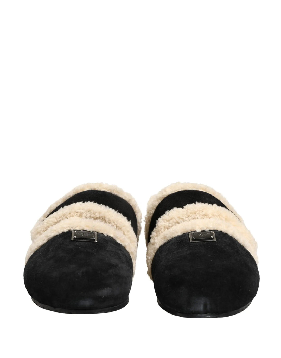 Dolce &amp; Gabbana Sample Sale | Dolce &amp; Gabbana Beige Black Faux Fur Flats Men Sandals Shoes - | Designer outlet