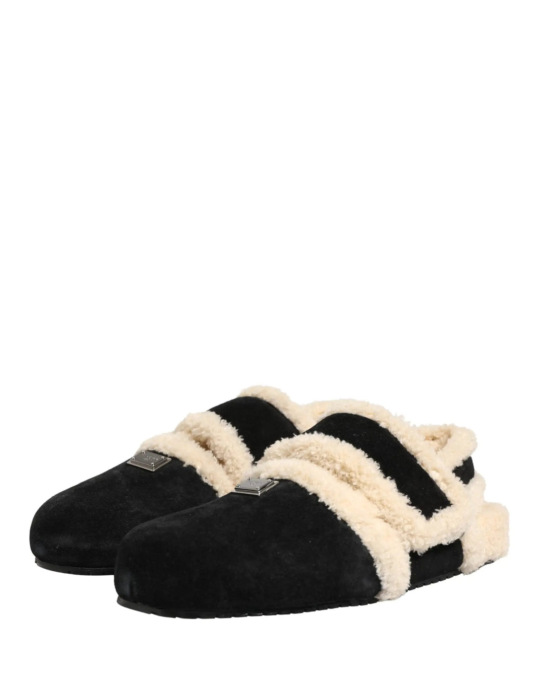 Dolce &amp; Gabbana Sample Sale | Dolce &amp; Gabbana Beige Black Faux Fur Flats Men Sandals Shoes - | Designer outlet