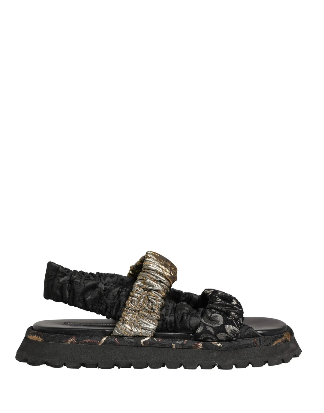 Dolce &amp; Gabbana Sample Sale | Dolce &amp; Gabbana Black Ruching Detail Flats Men Sandals Shoes - | Designer outlet