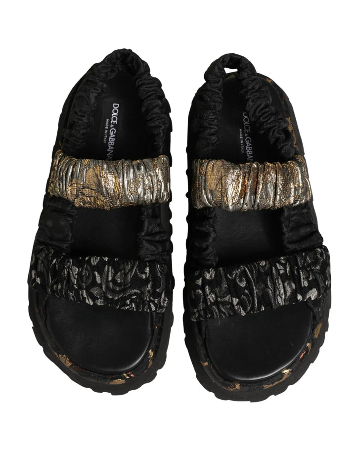 Dolce &amp; Gabbana Sample Sale | Dolce &amp; Gabbana Black Ruching Detail Flats Men Sandals Shoes - | Designer outlet
