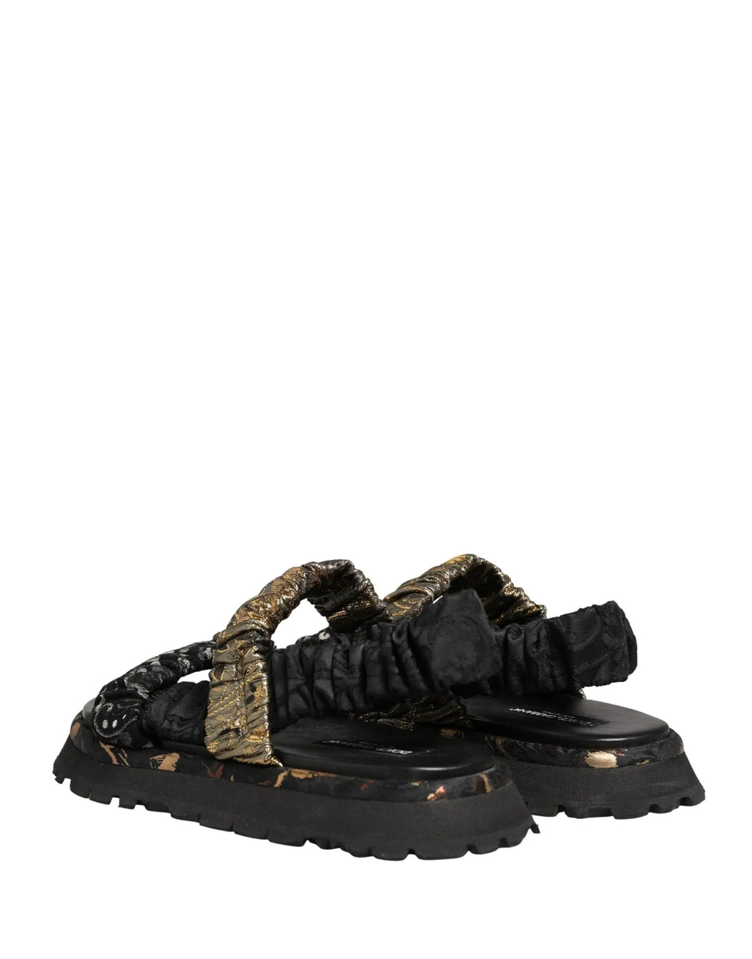 Dolce &amp; Gabbana Sample Sale | Dolce &amp; Gabbana Black Ruching Detail Flats Men Sandals Shoes - | Designer outlet