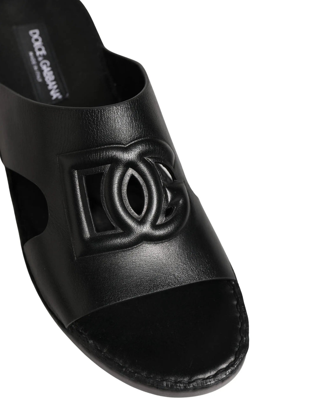 Dolce &amp; Gabbana Sample Sale | Dolce &amp; Gabbana Black Leather Cutout DG Logo Sandals Shoes - | Designer outlet