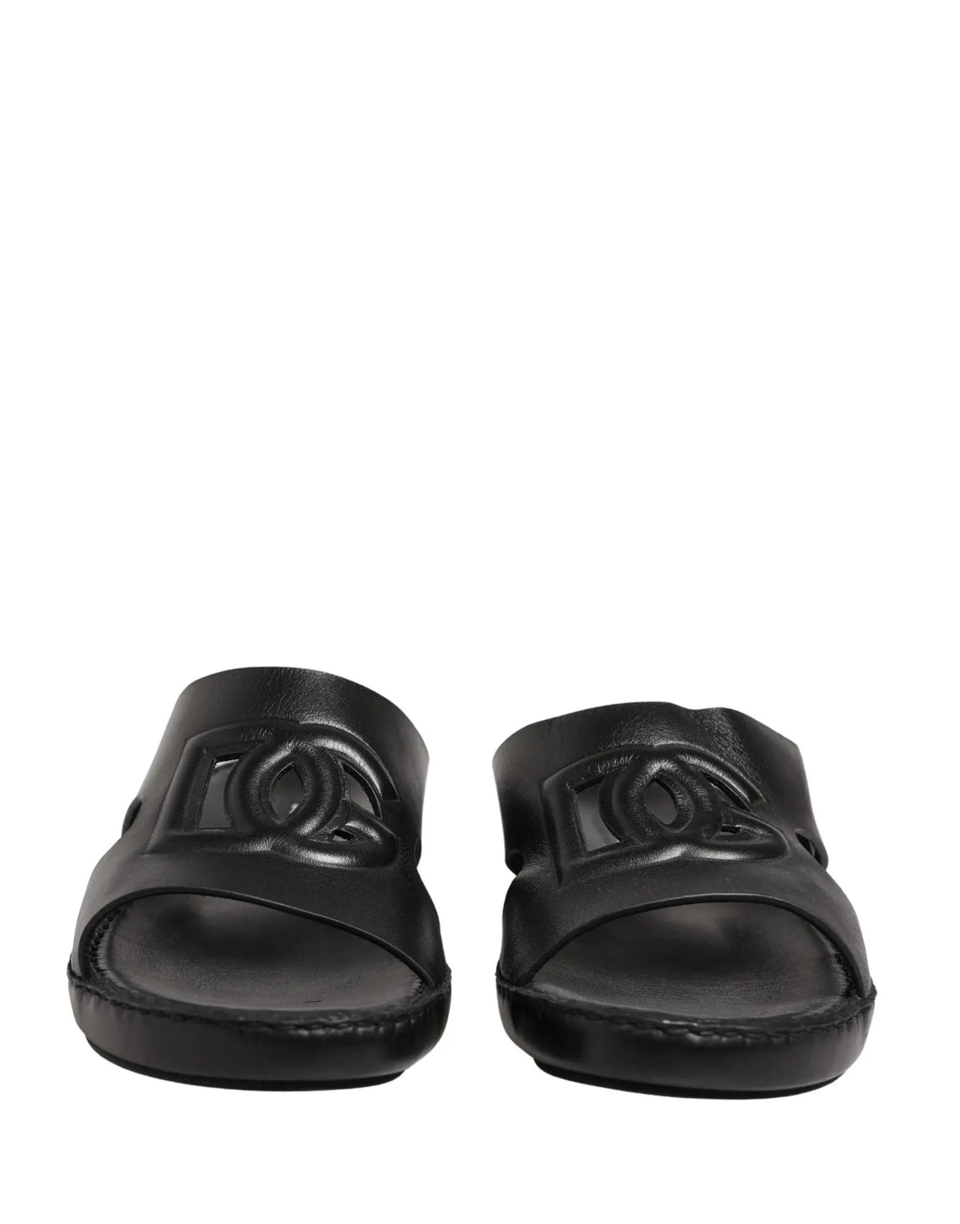 Dolce &amp; Gabbana Sample Sale | Dolce &amp; Gabbana Black Leather Cutout DG Logo Sandals Shoes - | Designer outlet