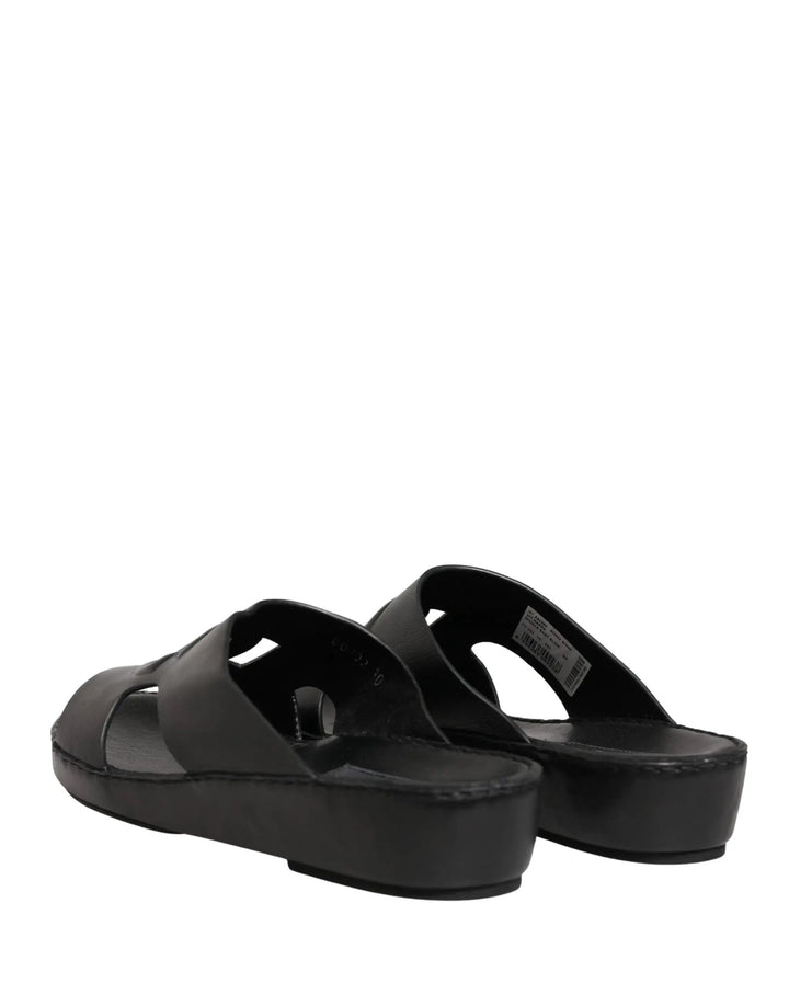 Dolce &amp; Gabbana Sample Sale | Dolce &amp; Gabbana Black Leather Cutout DG Logo Sandals Shoes - | Designer outlet