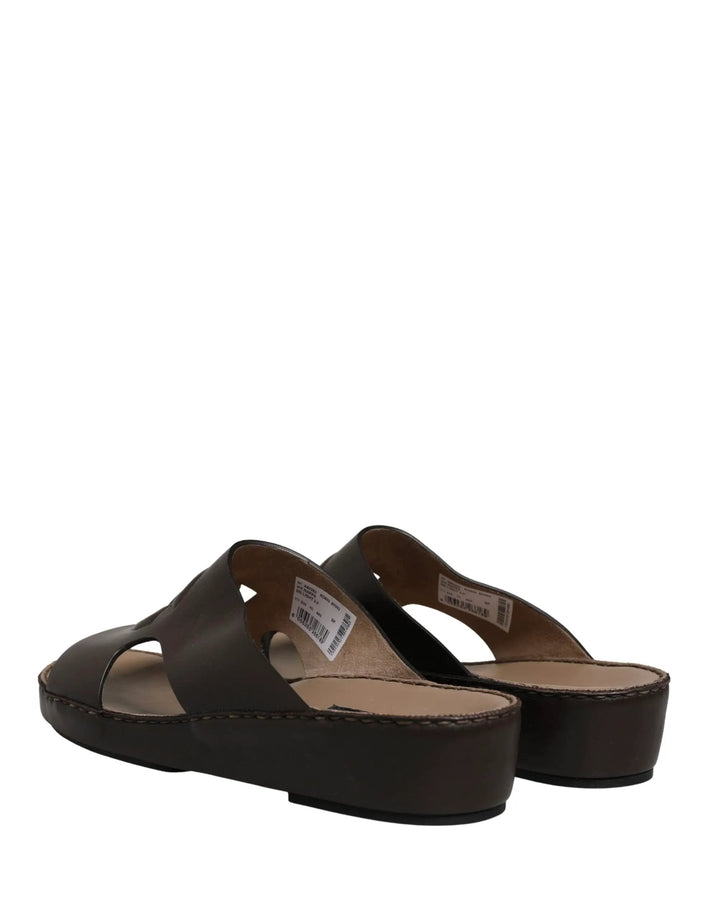 Dolce &amp; Gabbana Sample Sale | Dolce &amp; Gabbana Brown Leather Cutout DG Logo Sandals Shoes - | Designer outlet