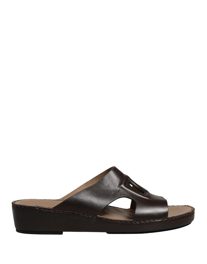Dolce &amp; Gabbana Sample Sale | Dolce &amp; Gabbana Brown Leather Cutout DG Logo Sandals Shoes - | Designer outlet