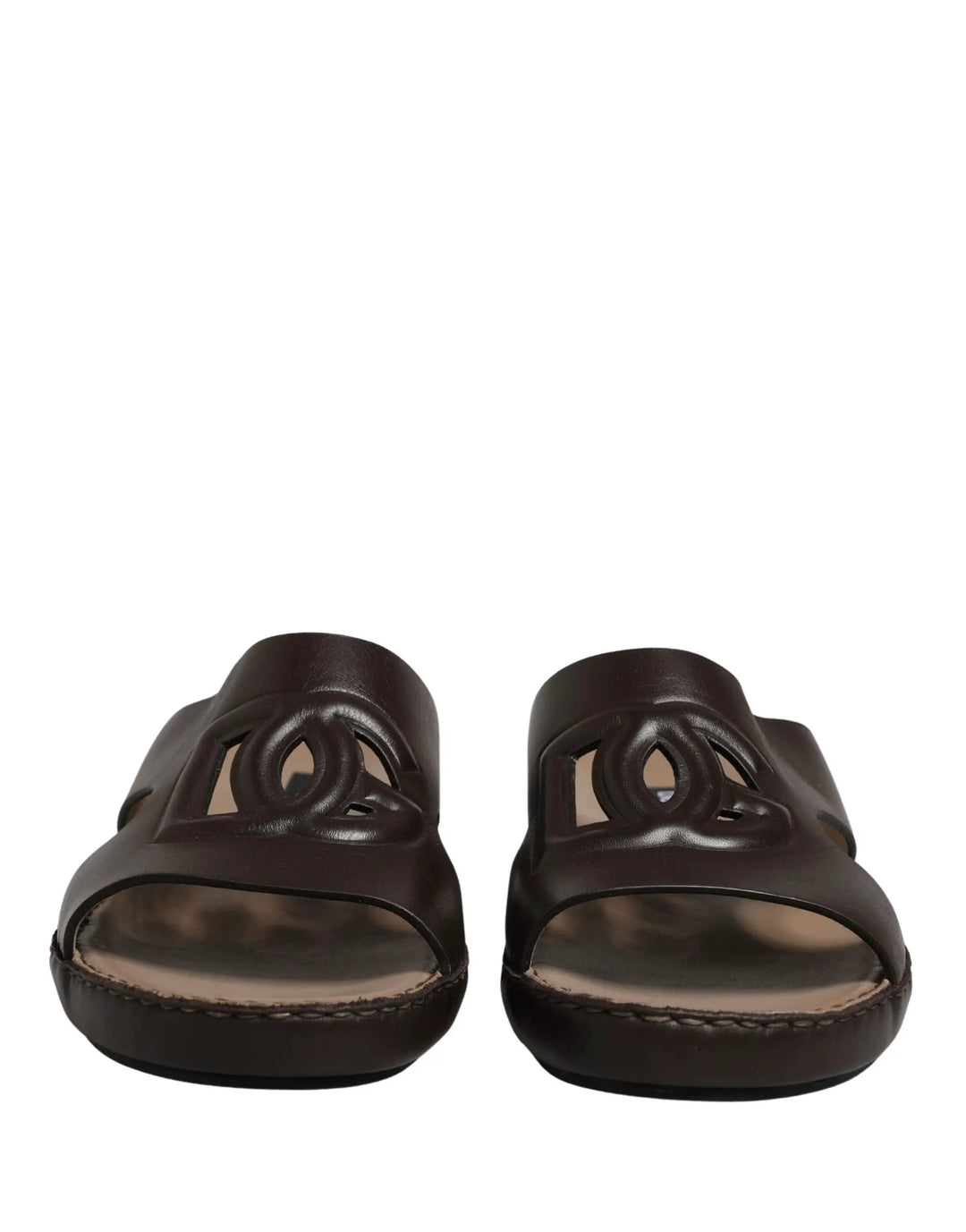 Dolce &amp; Gabbana Sample Sale | Dolce &amp; Gabbana Brown Leather Cutout DG Logo Sandals Shoes - | Designer outlet