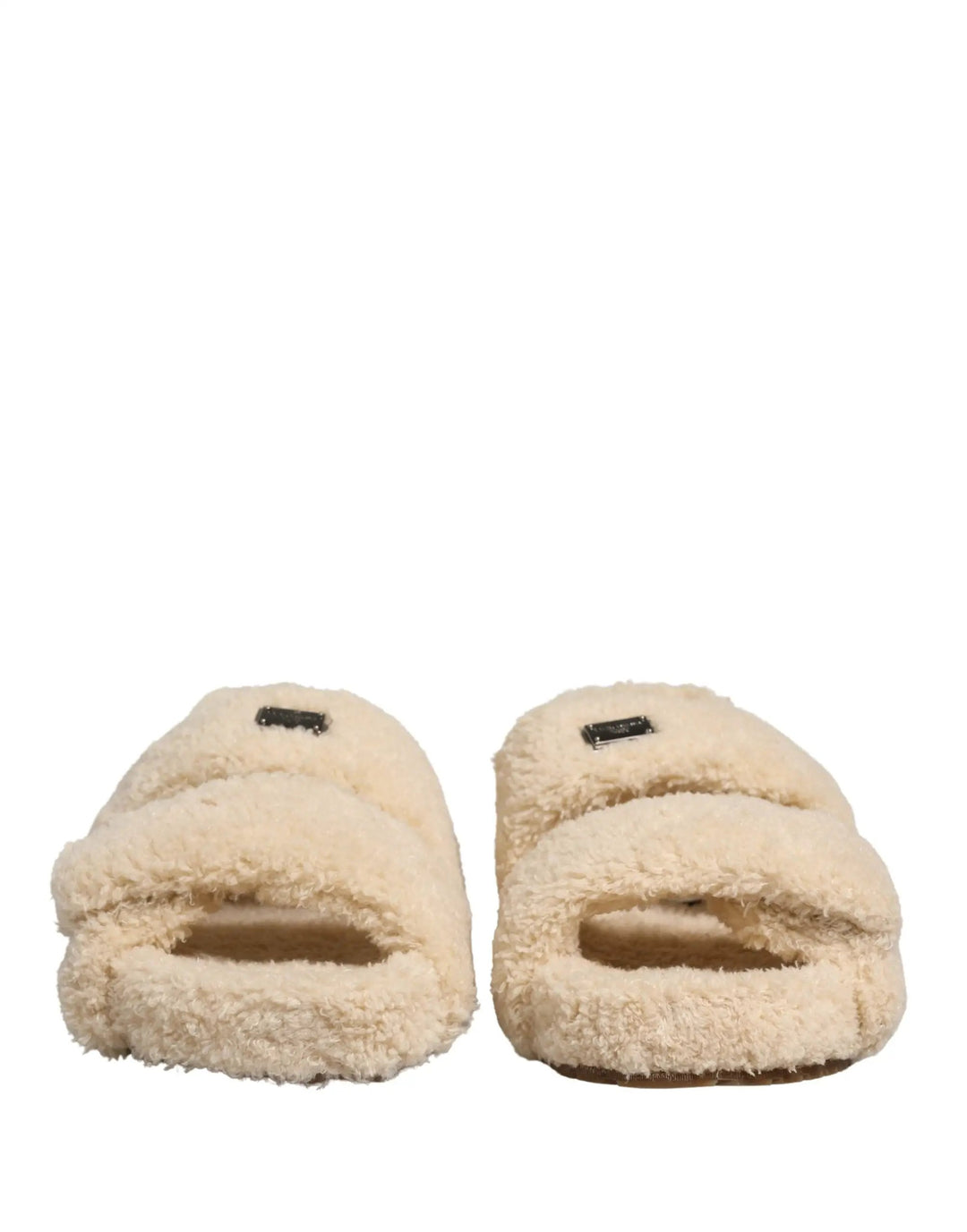 Dolce &amp; Gabbana Sample Sale | Dolce &amp; Gabbana Beige Faux Fur Slides Men Flats Sandals Shoes - | Designer outlet