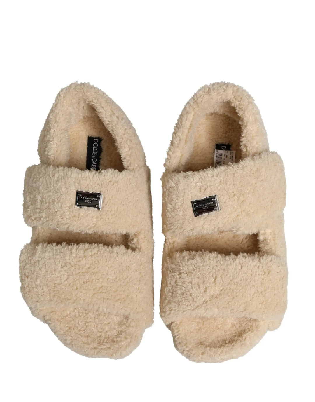 Dolce &amp; Gabbana Sample Sale | Dolce &amp; Gabbana Beige Faux Fur Slides Men Flats Sandals Shoes - | Designer outlet