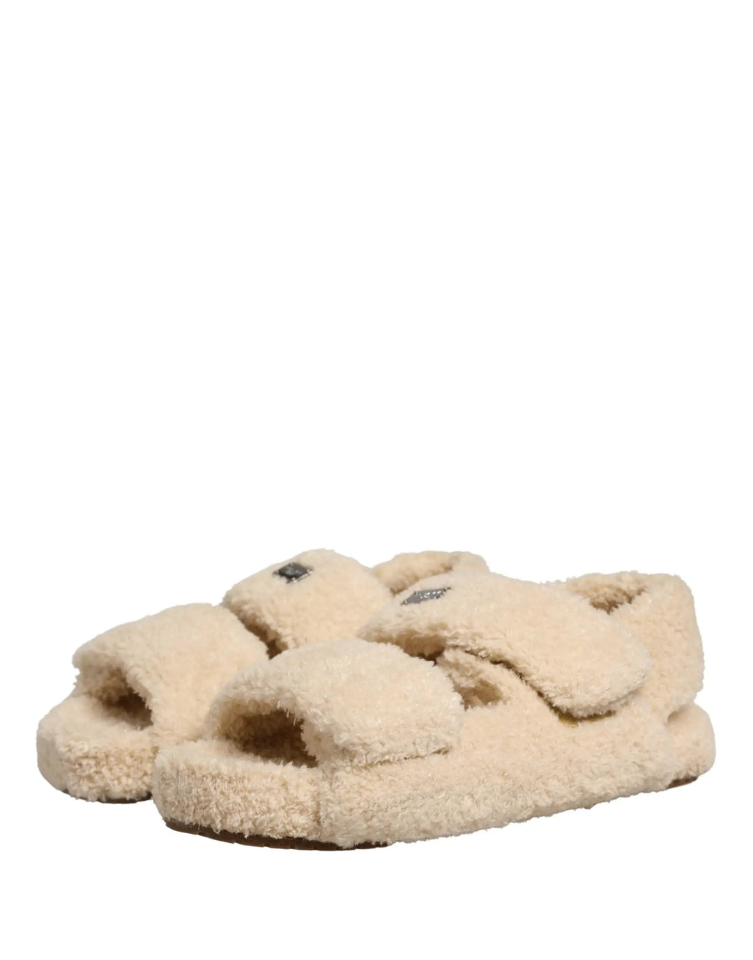 Dolce &amp; Gabbana Sample Sale | Dolce &amp; Gabbana Beige Faux Fur Slides Men Flats Sandals Shoes - | Designer outlet
