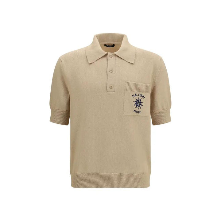 Balmain Beige Cotton Polo Shirt