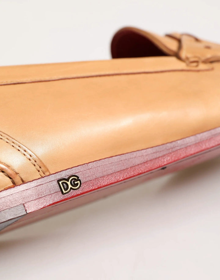 Dolce &amp; Gabbana Sample Sale | Dolce &amp; Gabbana Beige Tassel Leather Men Slip On Loafers Shoes - | Designer outlet