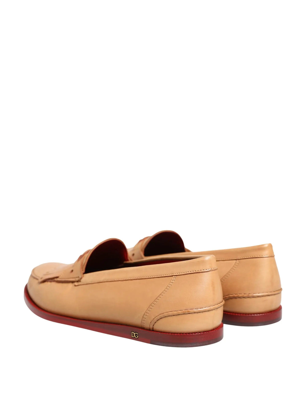Dolce &amp; Gabbana Beige Tassel Leather Men Slip On Loafers Shoes