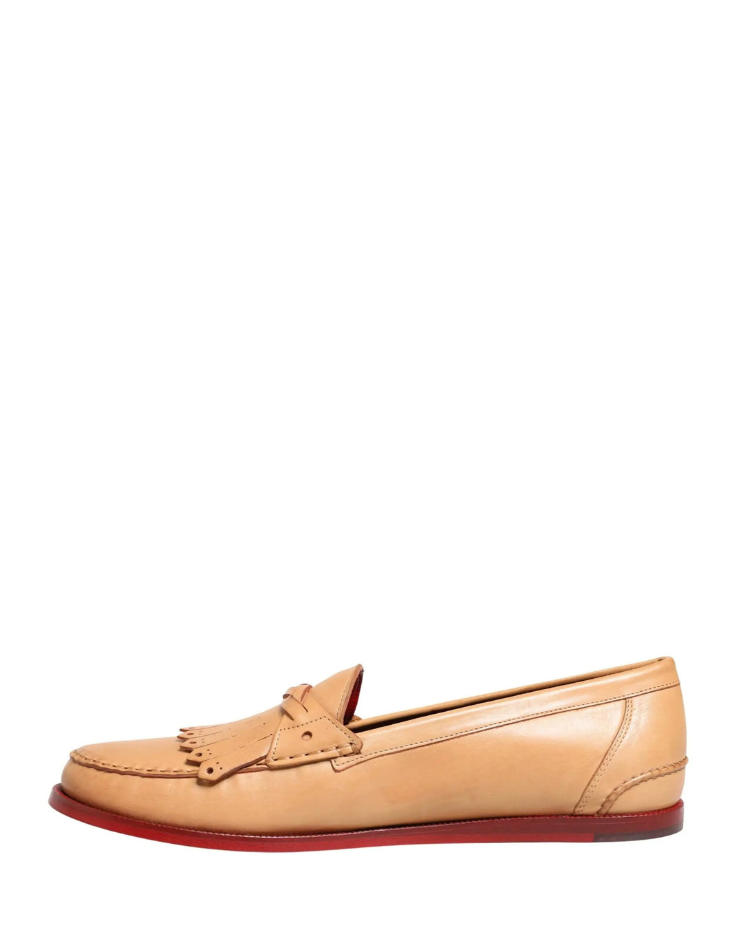 Dolce &amp; Gabbana Beige Tassel Leather Men Slip On Loafers Shoes