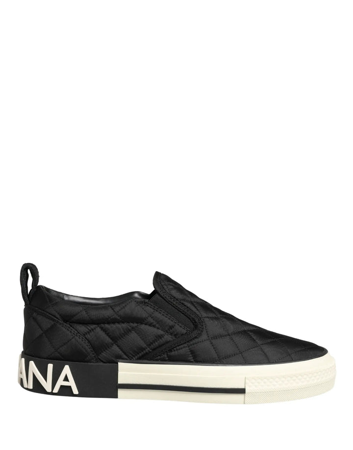 Dolce &amp; Gabbana Sample Sale | Dolce &amp; Gabbana Black Quilted Slip On Low Top Sneakers Shoes - | Designer outlet