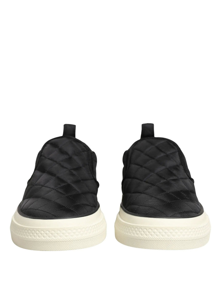 Dolce &amp; Gabbana Black Quilted Slip On Low Top Sneakers Shoes