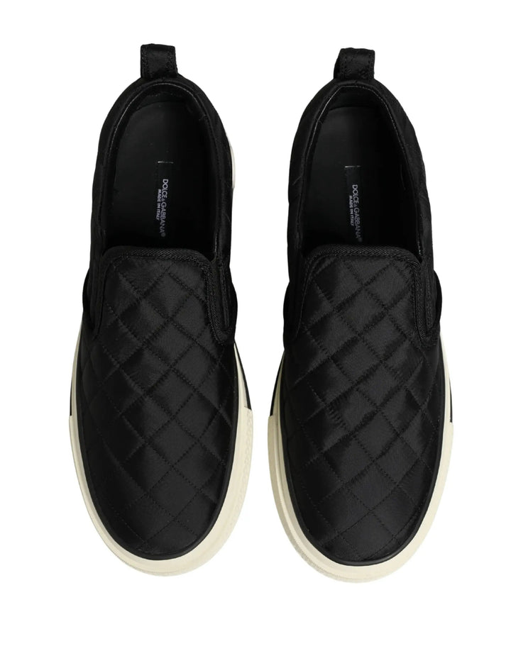 Dolce &amp; Gabbana Black Quilted Slip On Low Top Sneakers Shoes