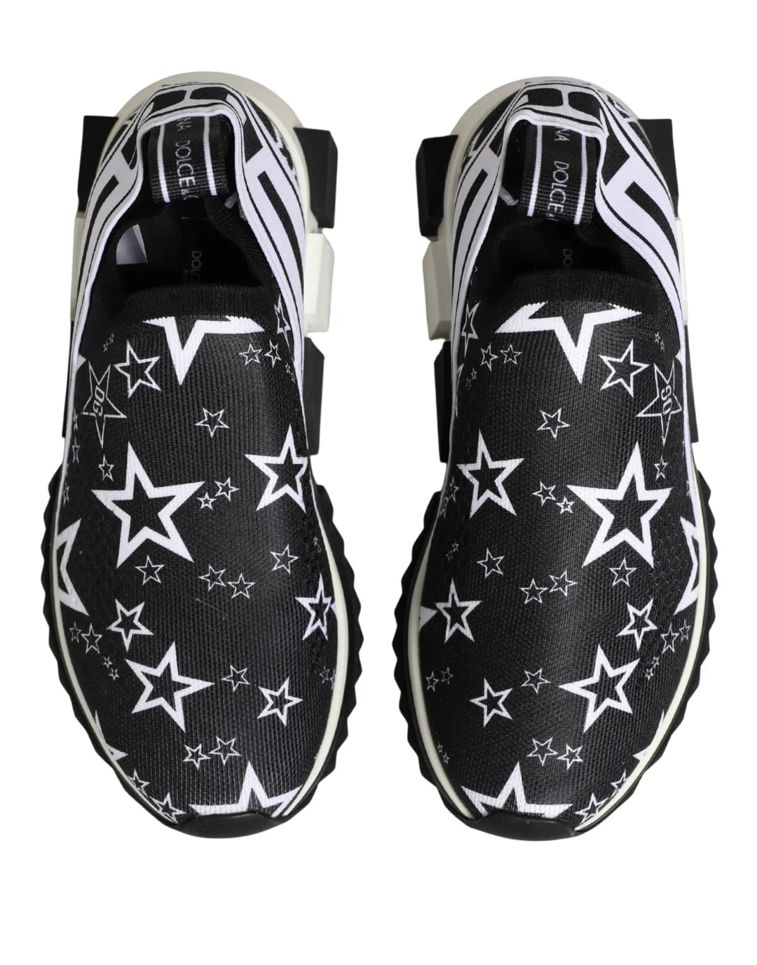 Dolce &amp; Gabbana Black Stars Logo SORRENTO Sneakers Shoes