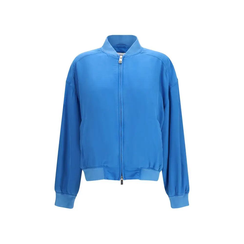 Versace Sample Sale | Versace Blue Silk Bomber - | Designer outlet
