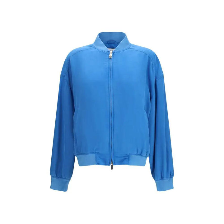 Versace Sample Sale | Versace Blue Silk Bomber - | Designer outlet