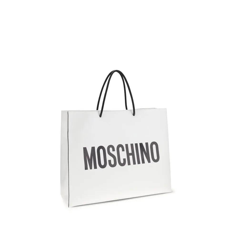 Moschino Sample Sale | Moschino White Calf Leather Bos Taurus Handbag - | Designer outlet