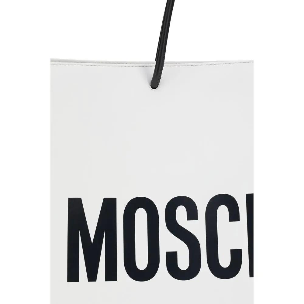Moschino Sample Sale | Moschino White Calf Leather Bos Taurus Handbag - | Designer outlet