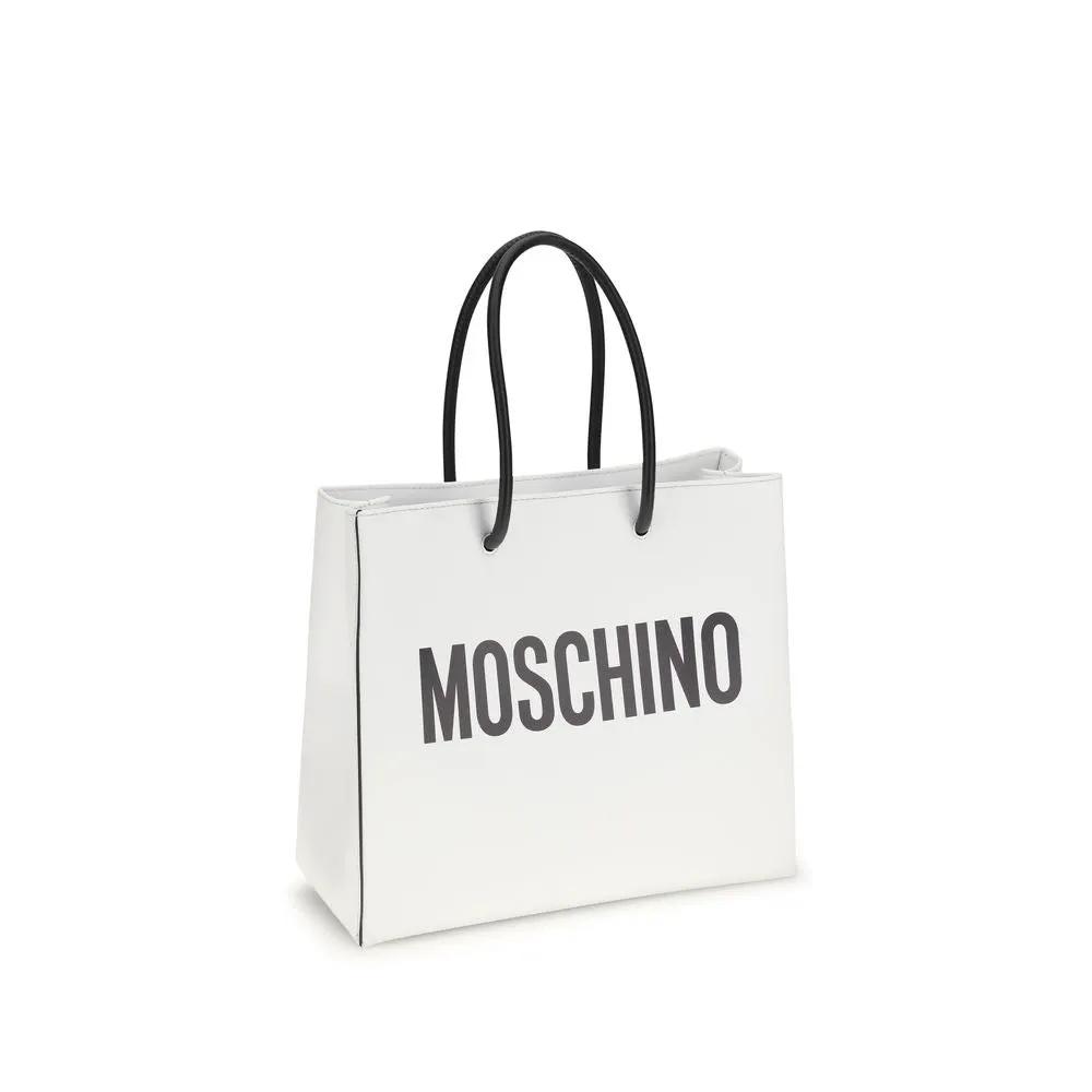 Moschino Sample Sale | Moschino White Calf Leather Bos Taurus Handbag - | Designer outlet