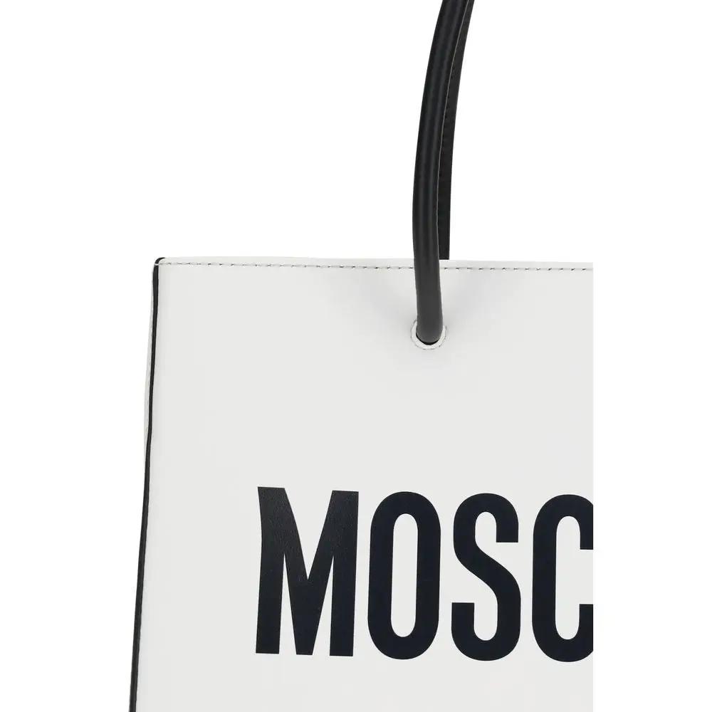 Moschino Sample Sale | Moschino White Calf Leather Bos Taurus Handbag - | Designer outlet
