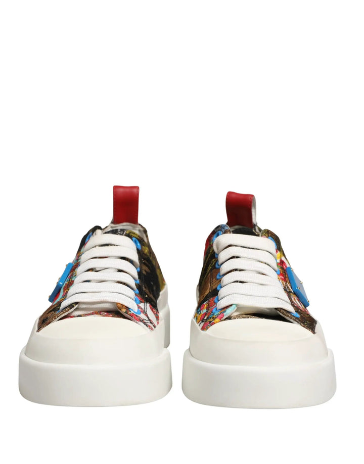 Dolce &amp; Gabbana Multicolor Patchwork Low Top Sneakers Shoes