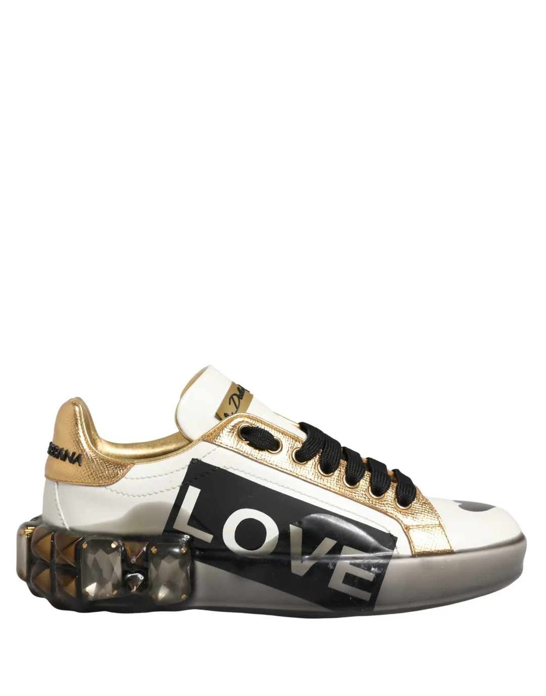 Dolce &amp; Gabbana Multicolor Crystal StuddedLOVE Sneakers Shoes