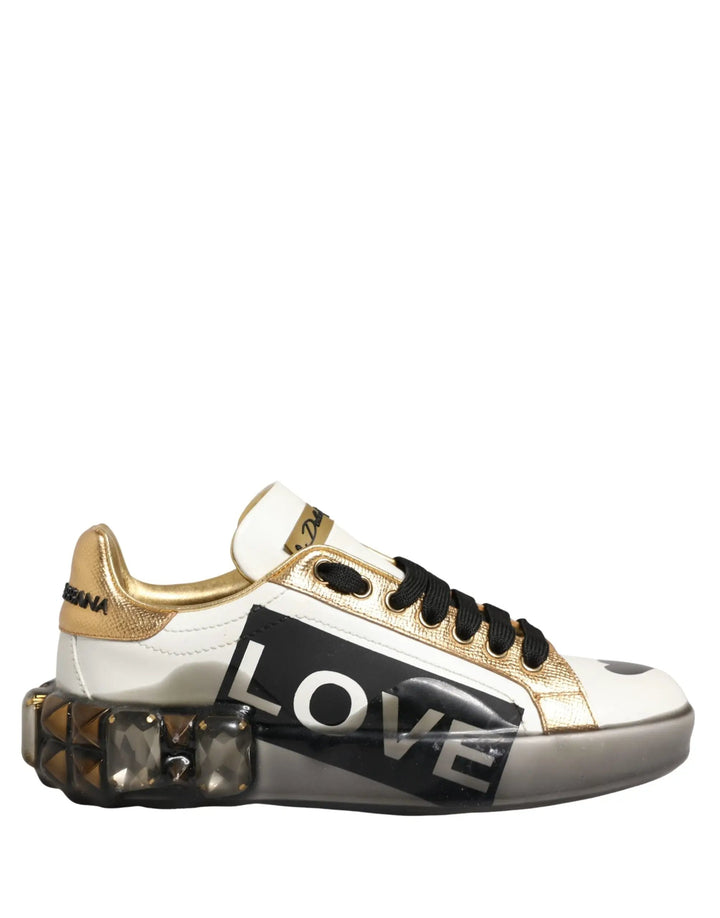 Dolce &amp; Gabbana Multicolor Crystal StuddedLOVE Sneakers Shoes