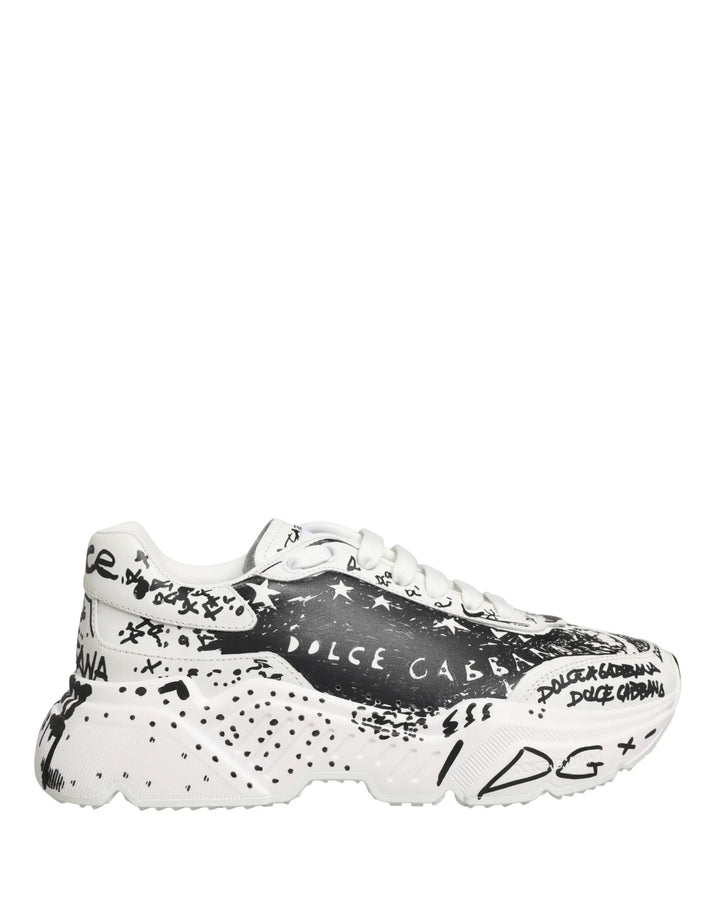 Dolce &amp; Gabbana White Daymaster Graffiti Low Top Sneakers Shoes