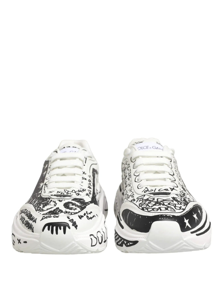 Dolce &amp; Gabbana White Daymaster Graffiti Low Top Sneakers Shoes