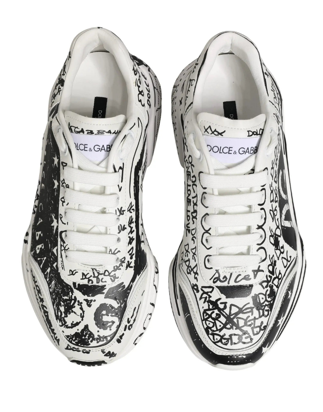 Dolce &amp; Gabbana White Daymaster Graffiti Low Top Sneakers Shoes
