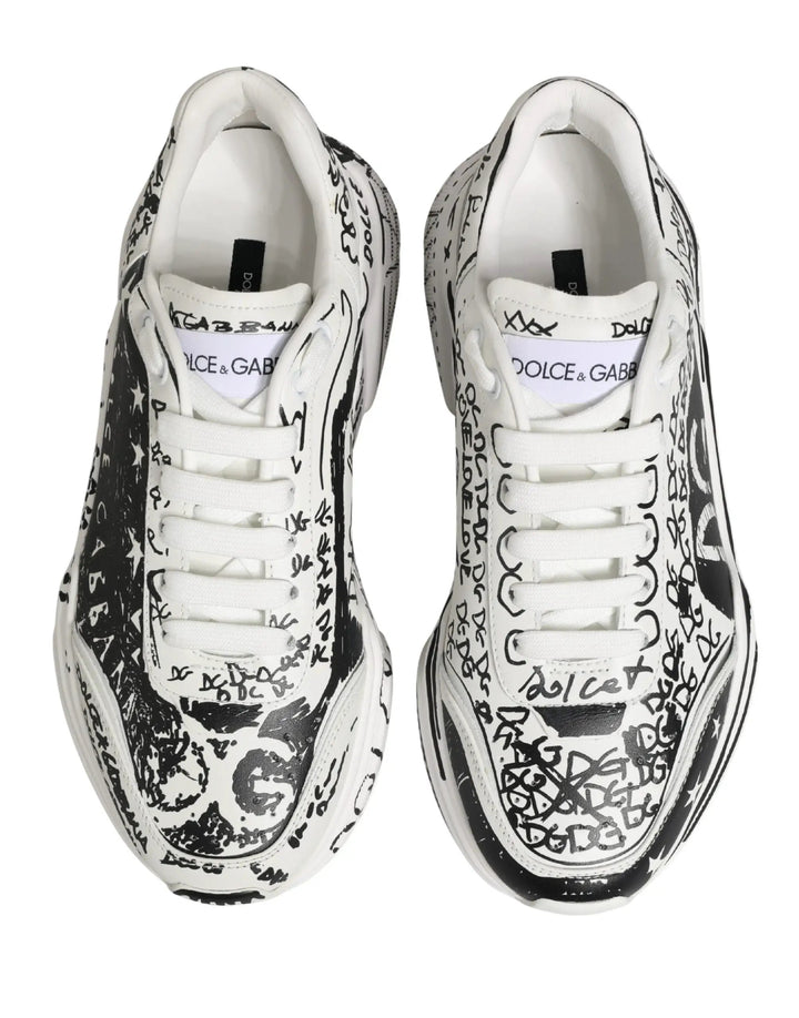 Dolce &amp; Gabbana White Daymaster Graffiti Low Top Sneakers Shoes