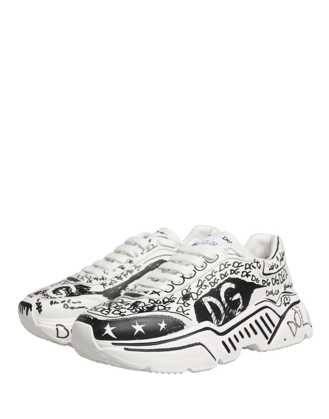 Dolce &amp; Gabbana White Daymaster Graffiti Low Top Sneakers Shoes