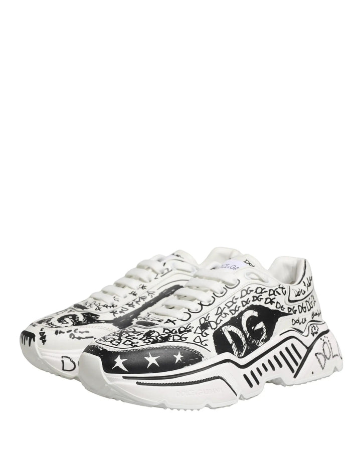 Dolce &amp; Gabbana White Daymaster Graffiti Low Top Sneakers Shoes
