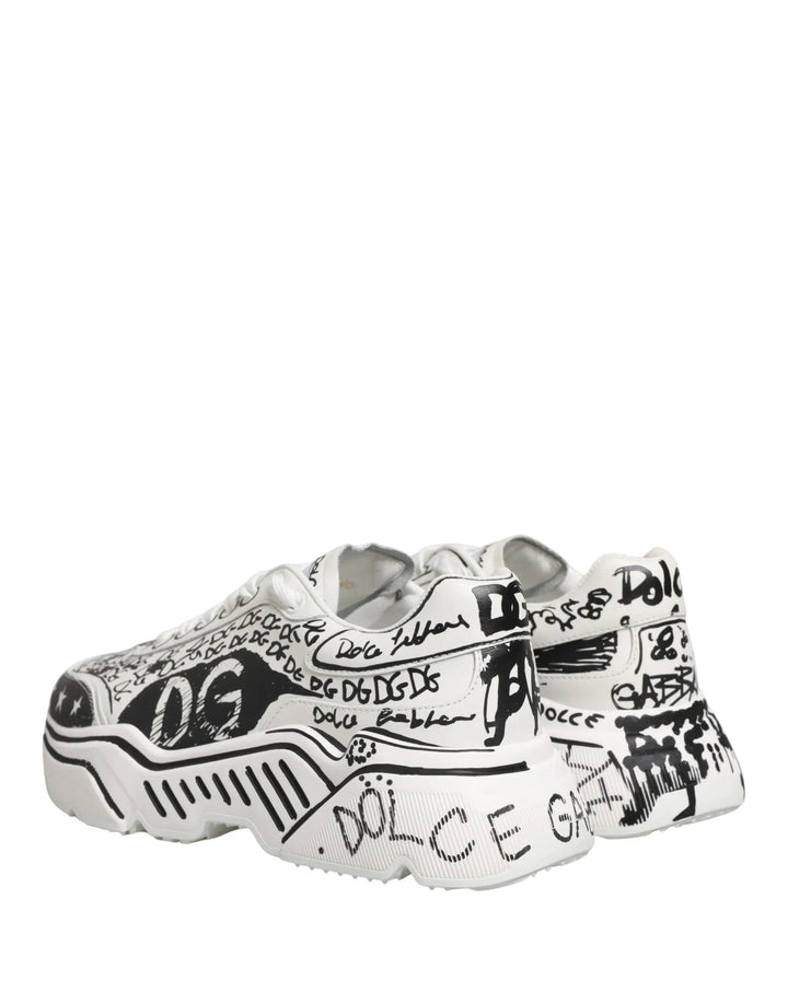 Dolce &amp; Gabbana White Daymaster Graffiti Low Top Sneakers Shoes