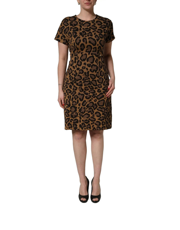 Dolce &amp; Gabbana Sample Sale | Dolce &amp; Gabbana Brown Leopard Jacquard Knee Length Dress - | Designer outlet