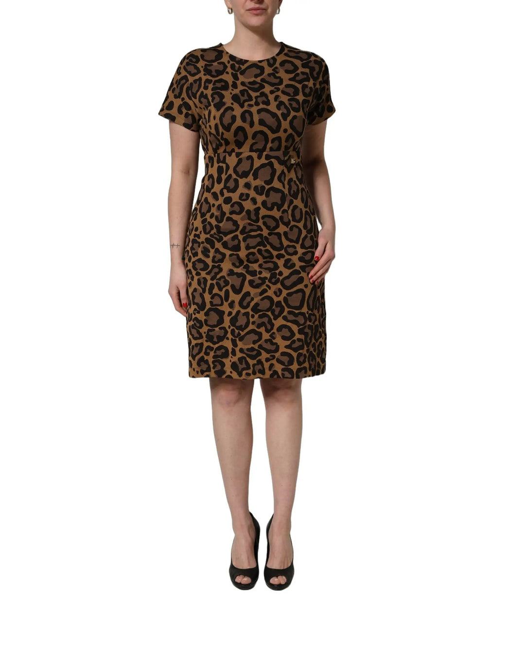 Dolce &amp; Gabbana Sample Sale | Dolce &amp; Gabbana Brown Leopard Jacquard Knee Length Dress - | Designer outlet
