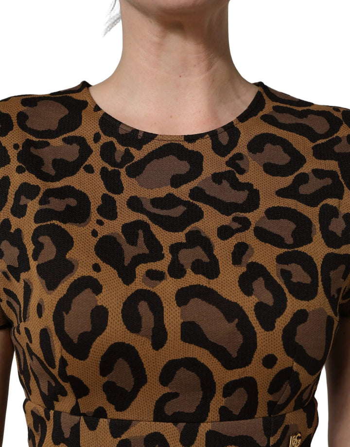 Dolce &amp; Gabbana Sample Sale | Dolce &amp; Gabbana Brown Leopard Jacquard Knee Length Dress - | Designer outlet