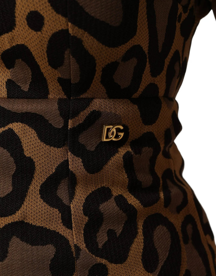 Dolce &amp; Gabbana Sample Sale | Dolce &amp; Gabbana Brown Leopard Jacquard Knee Length Dress - | Designer outlet