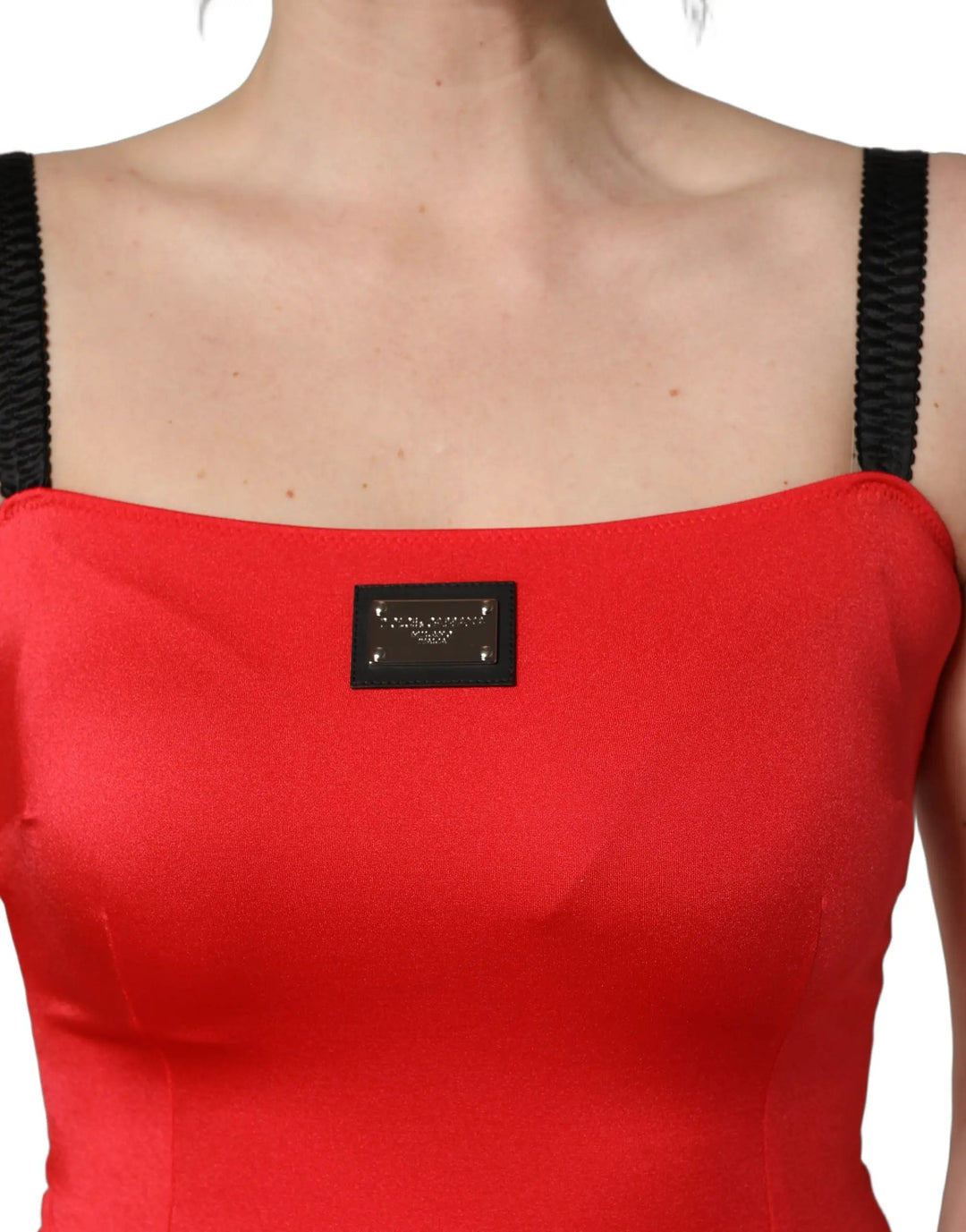 Dolce &amp; Gabbana Red Nylon Blend Cady Sleeveless Mini Dress
