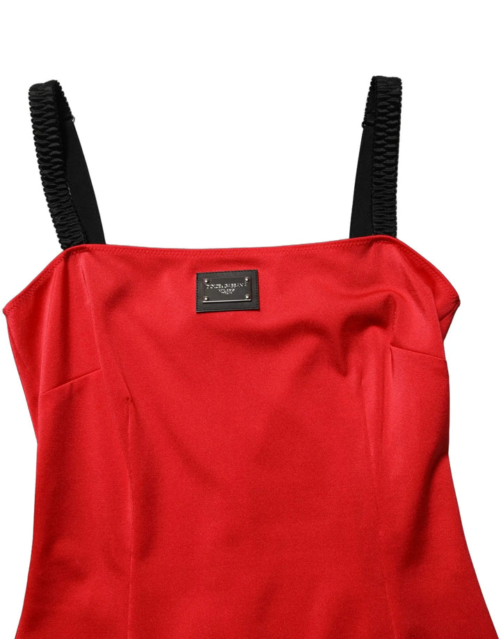 Dolce &amp; Gabbana Red Nylon Blend Cady Sleeveless Mini Dress